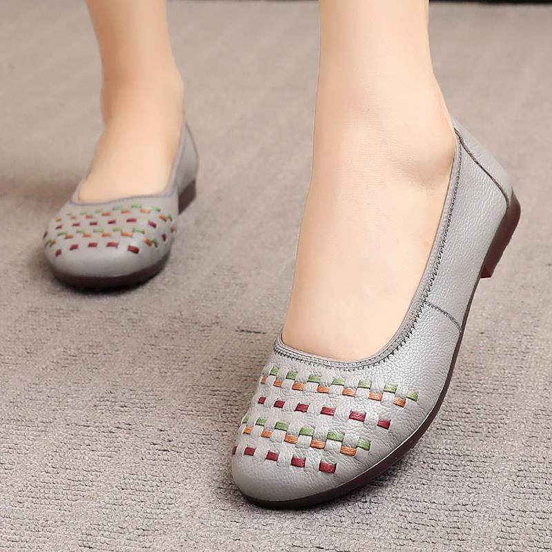高档春鞋秋中年妈妈鞋真皮皮平底轻便女鞋软底女士鞋舒适休百搭闲,女鞋,浅口单鞋,淘宝优惠券,粉丝福利购,淘宝优惠卷