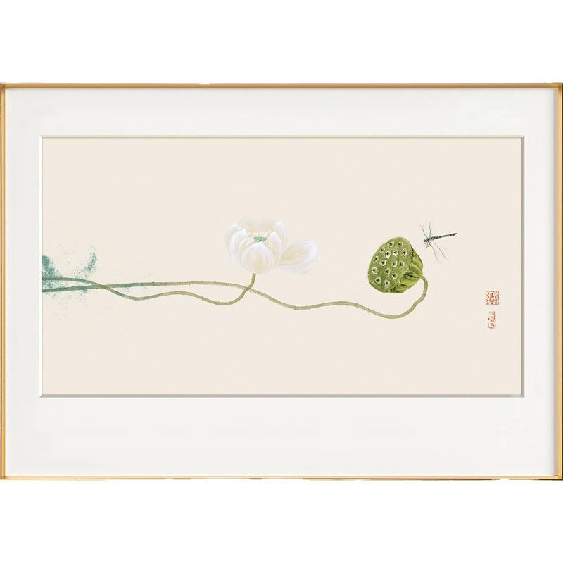 瑶芳新中式禅意装饰画客厅休闲区挂画绿植花卉艺术壁画小清新画