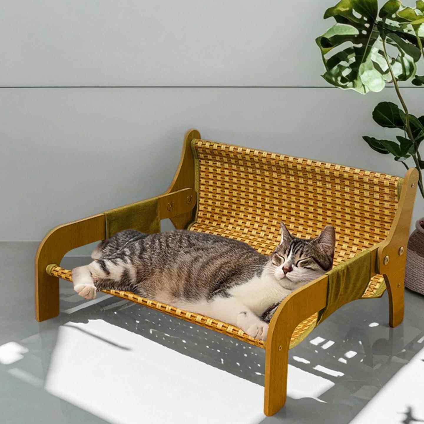 夏季藤编猫沙发猫窝四季通用猫咪凉席宠物吊床猫躺椅子耐抓不掉屑