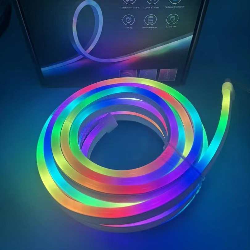 5V幻彩RGB霓虹灯带app遥控按键控制拾音柔性流水线型灯室内氛围灯