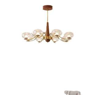 中古吊灯客厅高级感法式 枝形吊灯南洋风餐厅卧室魔豆玻璃木纹吊灯