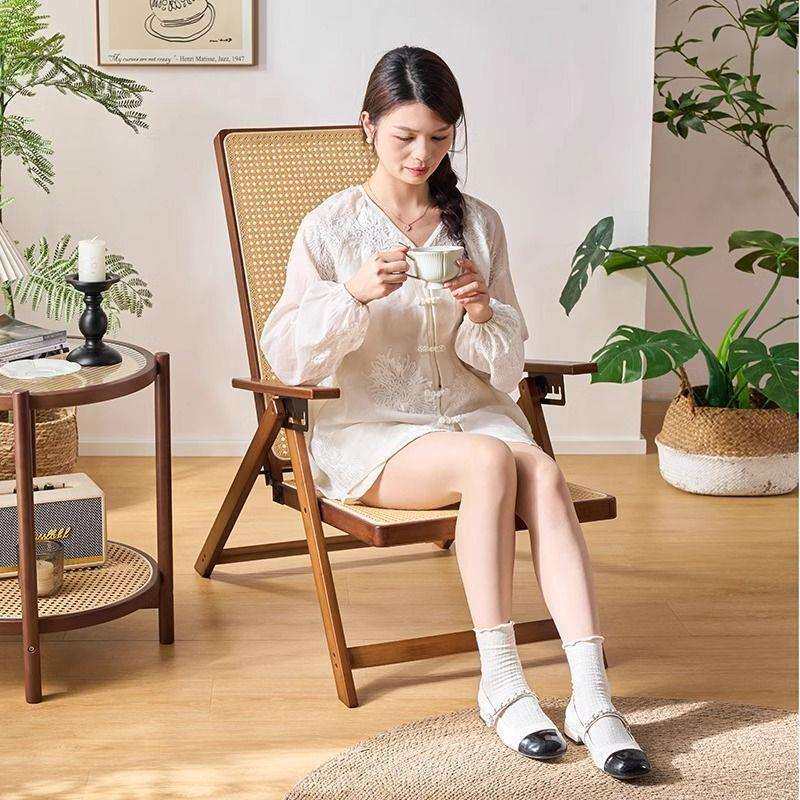 老人阳台休闲椅结实可户外藤椅躺竹藤编可耐用躺椅折叠午休坐