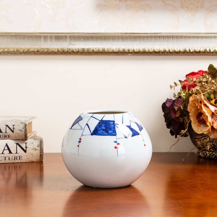 工艺品简约创意批发陶瓷装饰摆件花瓶青花家居厂家样板现代景德镇