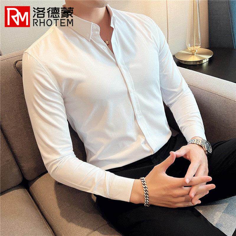 新款打底衬衫结婚伴郎商务正装高端男免烫西装职业白衬衫男款上衣