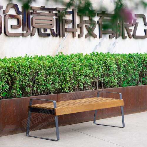 公园凳铁艺坐凳室外休闲凳子景观几何凳子园林广场商场休闲长条凳