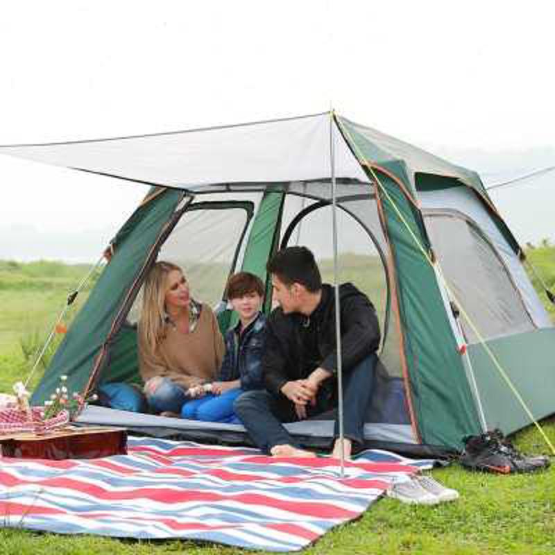 探险者全自动弹开帐篷黑胶防雨防晒户外便携折叠关节野营露营套装