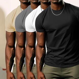 Mens 5pack Set Of Short Sleeve Crew Neck Tshirts In Solid