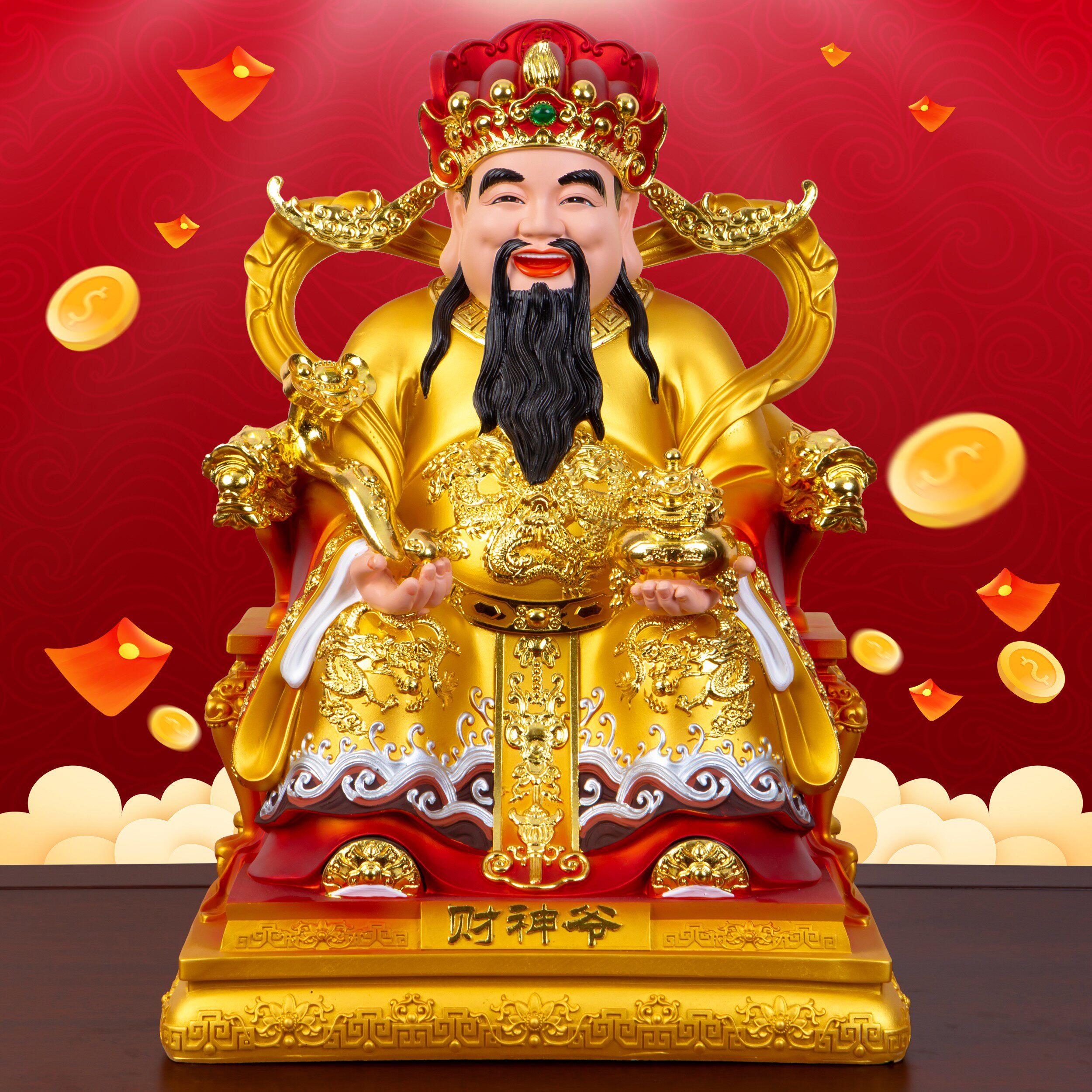 财神爷神像家用供奉佛像招财店铺公司开业八方来财财神摆件纯树脂
