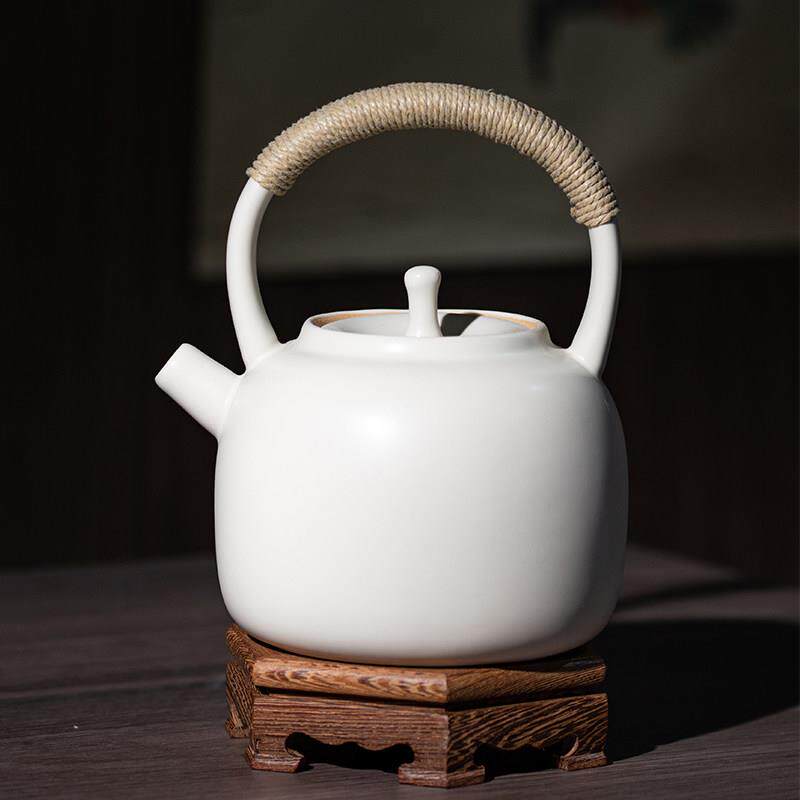 苏打釉白泥手工烧水壶陶瓷养生煮水壶家用侧把泡茶壶功夫茶壶炭炉