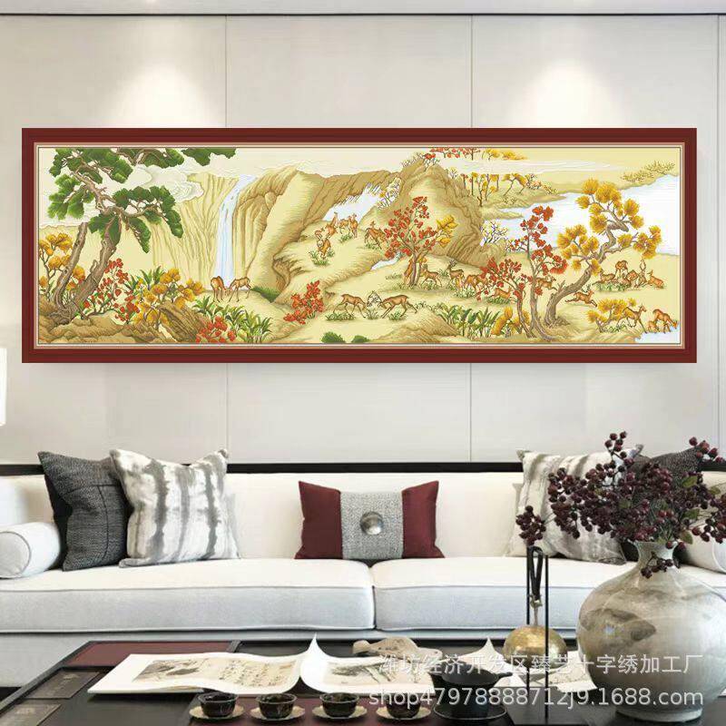 珍藏版百鹿图十字绣2024新款线绣客厅清朝风景端名画手工自己绣