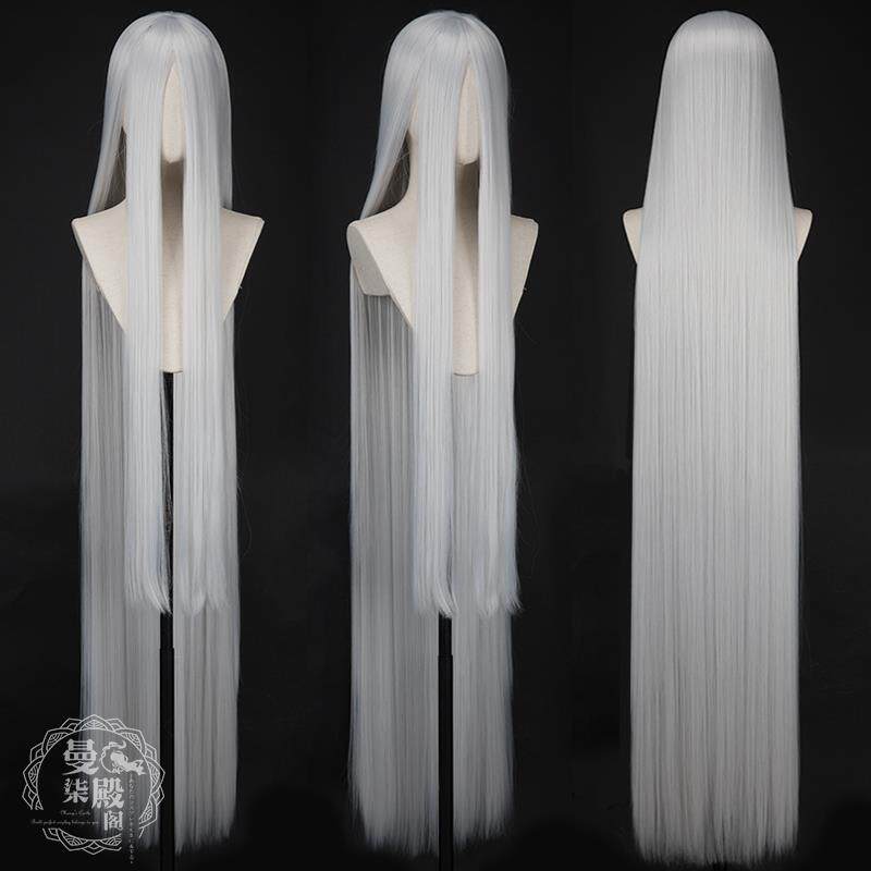 正品曼柒殿阁万5用长直发1发0csm黑色白色银白色古装长直高温丝co
