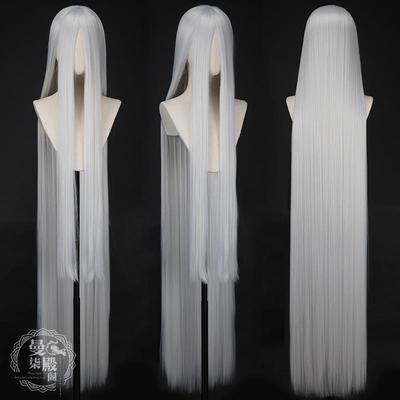 高档曼柒殿高阁万用长直发150cm色白色银白色古装长直丝发温c黑os