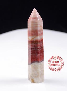 厂家天然水晶柱红纹石单尖六棱柱猪肉石摆件跨境热销能量奇石