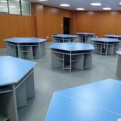 六边形电脑桌学校铁皮六角钢制八边桌学生机房木课桌微机室实训室