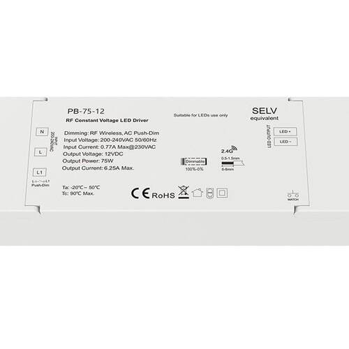 75W 12V RF+Push恒压调光电源 PB-75-12