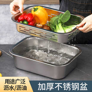 304不锈钢方盆商用加厚带盖份数盘快餐盆冲孔方盆平底方盘可印制