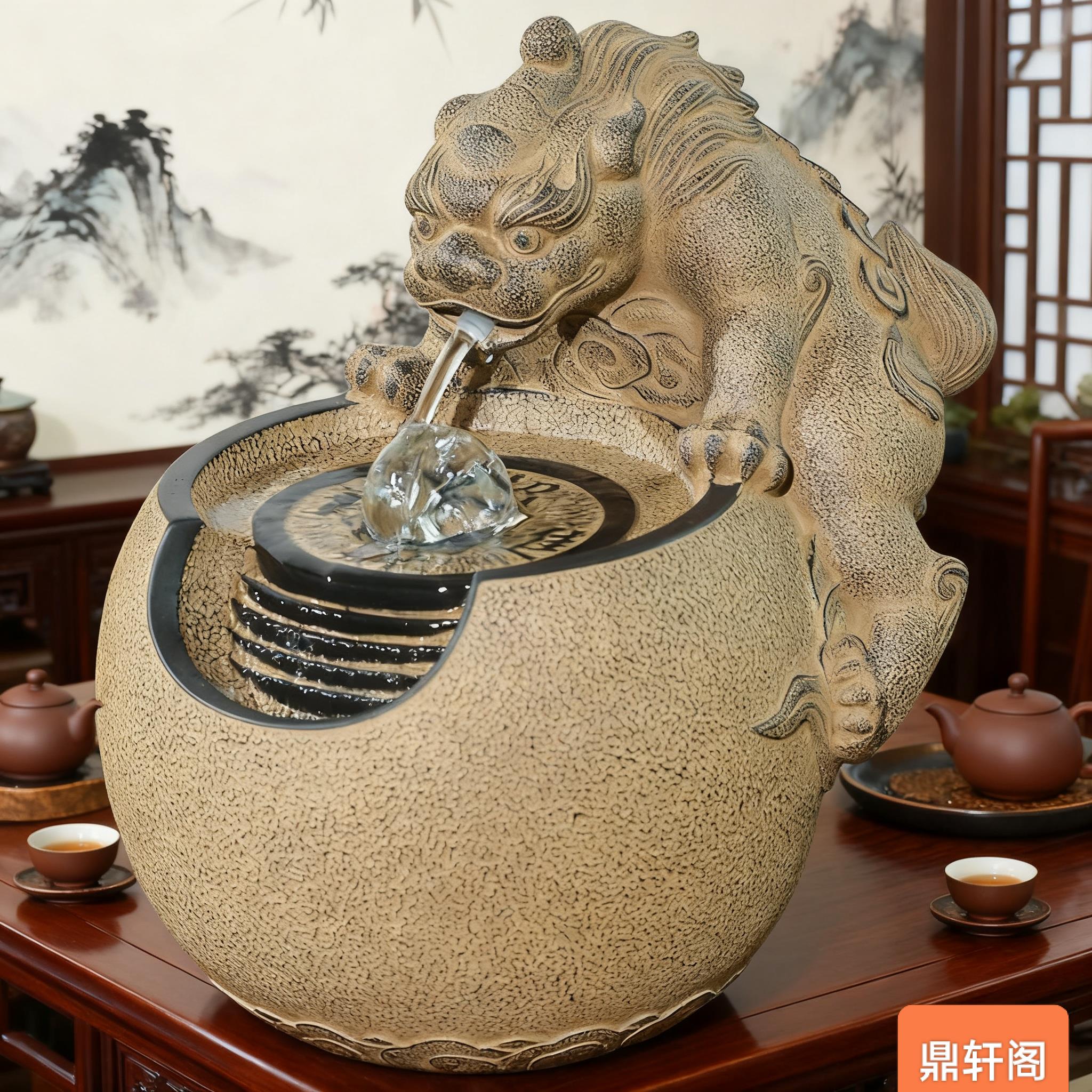 招财貔貅循环流水摆件办公桌装饰喷泉水景新中式客厅桌面小型流水