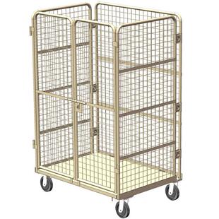 双门网格物流台车销售上海手推车厂家供应折叠式 网格工具车配橡