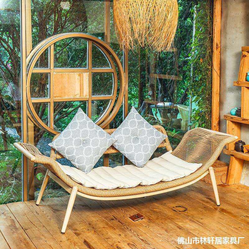 檀花贵妃椅阳台躺椅藤沙发单人小户型卧室家用简约民宿贵妃榻