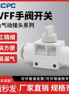 气动手动开关手阀HVFF-04-06-08-10-12MM气管快速接头直通管道阀