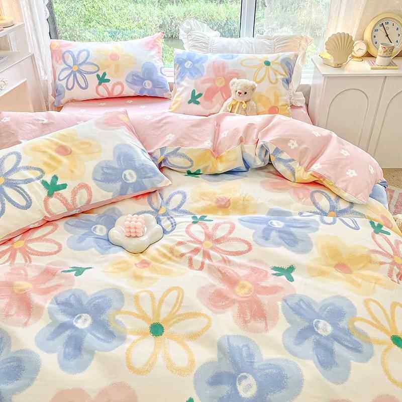 家纺春季纯棉套100XBB全件棉四被套床单床品春秋款宿舍件床上三套