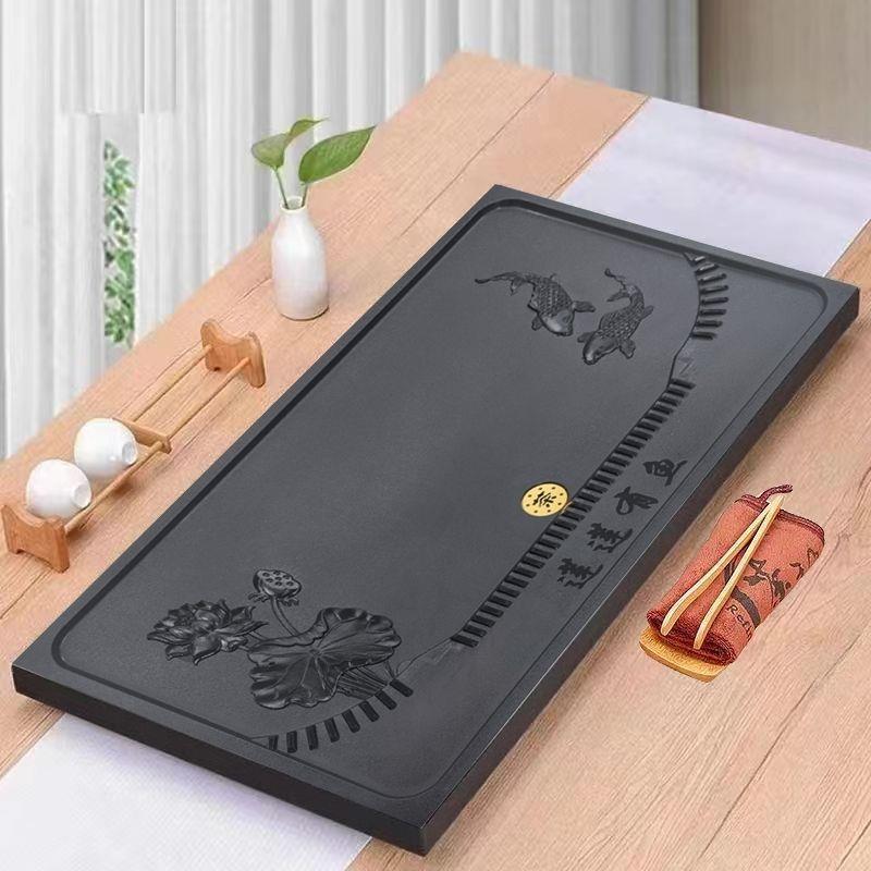 乌金用石茶套现代家茶具装简约厂家直供整块大小号石头茶台石盘材