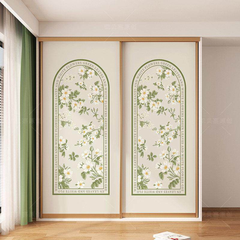 法式复古衣柜贴纸柜子柜门玻璃推拉门移门翻新改造遮丑高级感贴膜