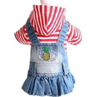 Denim Pet Embroidered Wedding Dog Clothes Dress Fruit