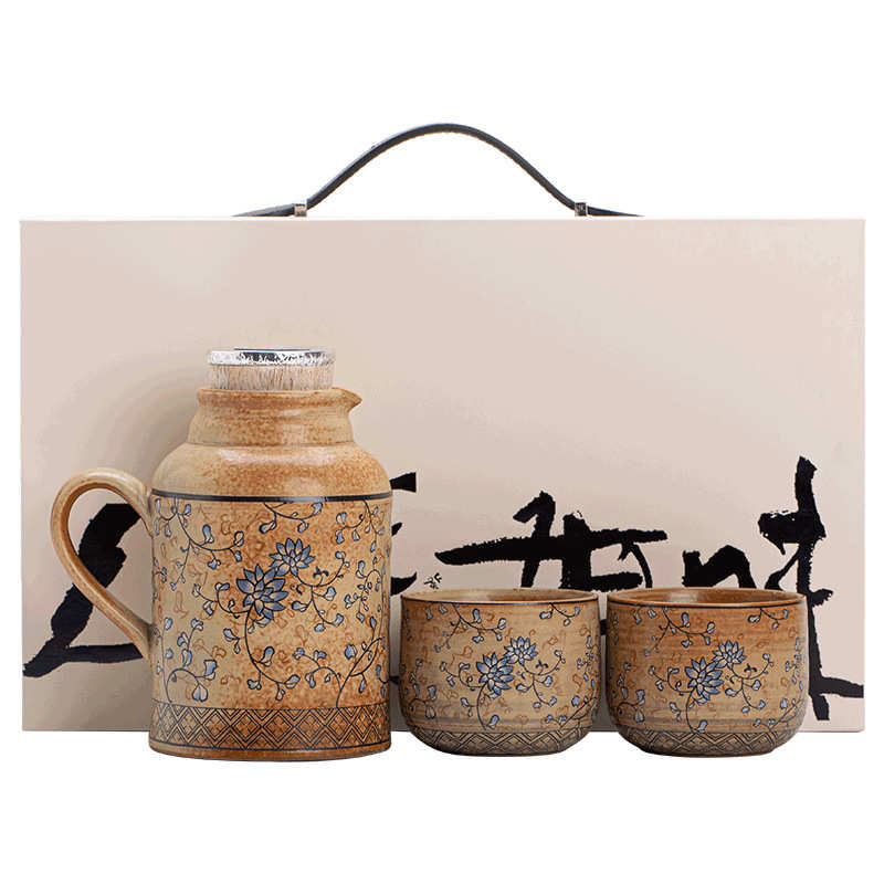 缠枝莲古陶小暖壶复古闷茶壶茶杯陶瓷保温壶茶具商务礼品伴手礼