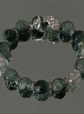 2026【花系银河】渐变绿色手串碎花琉璃串珠精致ins风闺蜜款森系