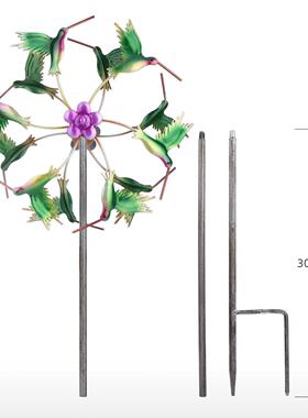 TOOARTS创意蜂鸟抽象向日葵 金属铁艺风车家居花园庭院草坪装饰