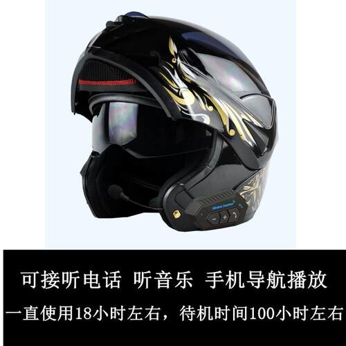 高档VIRTUE摩托车碳牙头盔男半盔蓝双镜公全盔助力车跑盔仿纤维花
