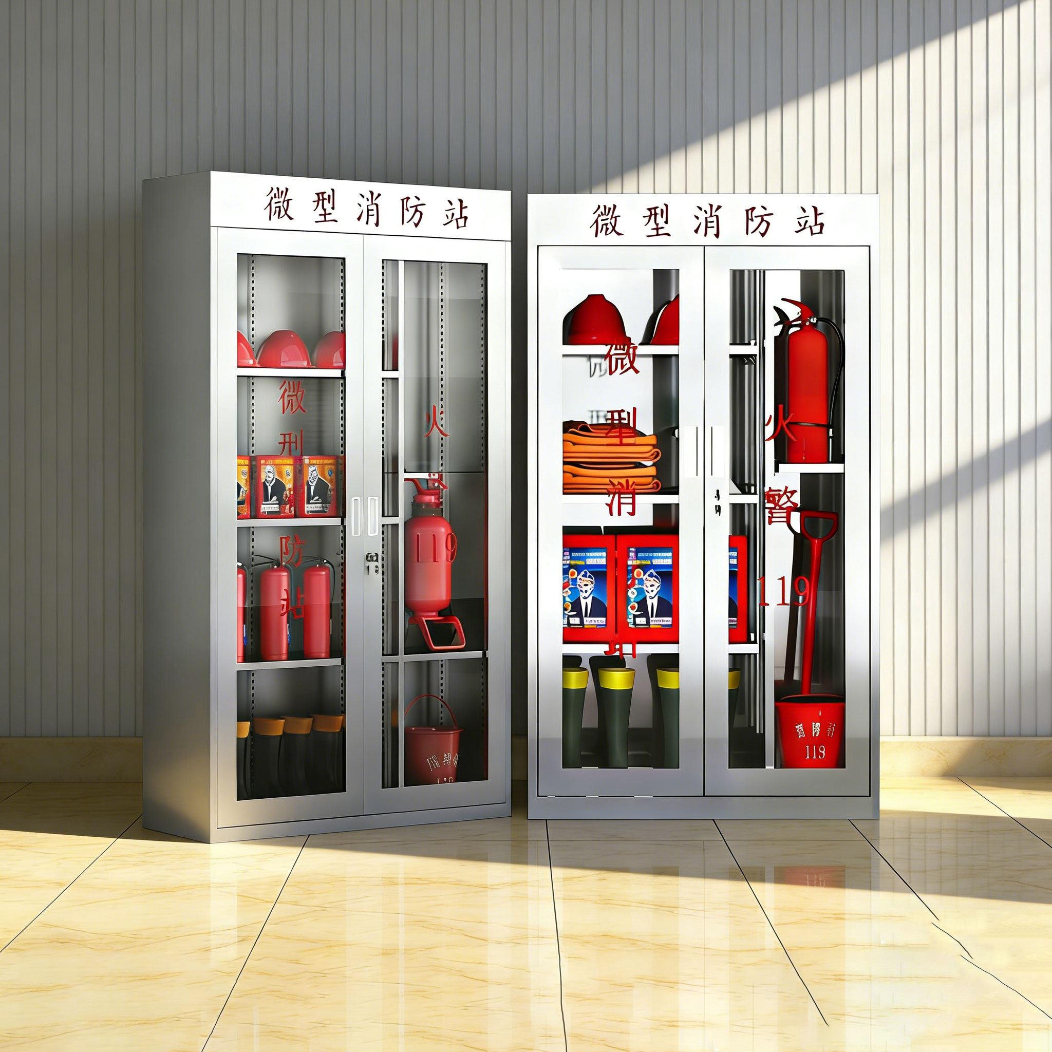 304不锈钢消防柜定制应急器材柜灭火器材存放柜微型消防站展示柜