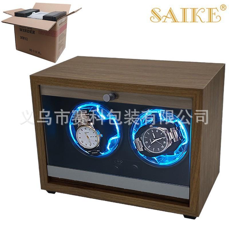 黑胡桃纹木质双表位自动摇表器电动2表上链表盒家用
