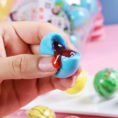 蓝色地球软糖夹心爆浆3d眼球地球糖眼珠子糖果韩网红地球仪软国
