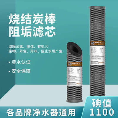 20寸阻垢炭椰壳滤芯直饮净水器烧结活性炭平压售水机除水垢余氯