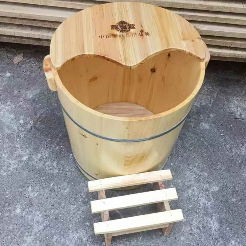 40cFBC高洗木桶脚杉木足m三桶里泡脚泡脚桶过小腿带盖家用足徐小