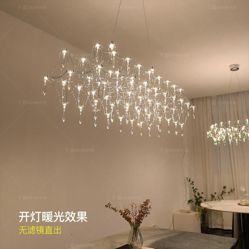 晶饭厅长条吊水一字吊灯XD-118高档埃水晶法式轻奢及灯灯