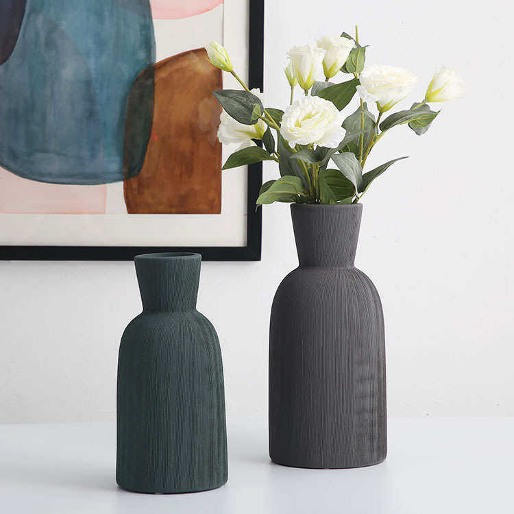 北欧ins拉丝陶瓷花瓶样板房家居装饰品简约 客厅餐桌摆设插花花器,家居饰品,花瓶,淘宝优惠券,粉丝福利购,淘宝优惠卷