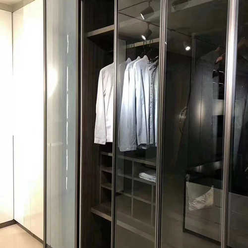 270度针式铰链玻璃门 极简窄边框橱柜酒柜玻璃柜门 铝材