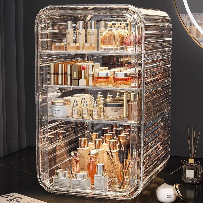 化妆品收纳盒大容量轻奢防尘箱化妆台整理护肤品香水展示柜置物架
