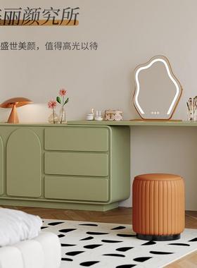 奶油风实木梳妆卧室床尾现代简约收纳柜台角斗柜缩一伸体化转SQZ