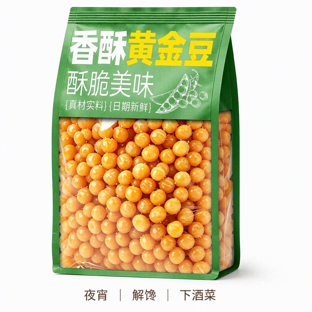 旗舰店即食香酥黄金豆油炸豌豆解馋下酒菜火锅等位休闲零食批发