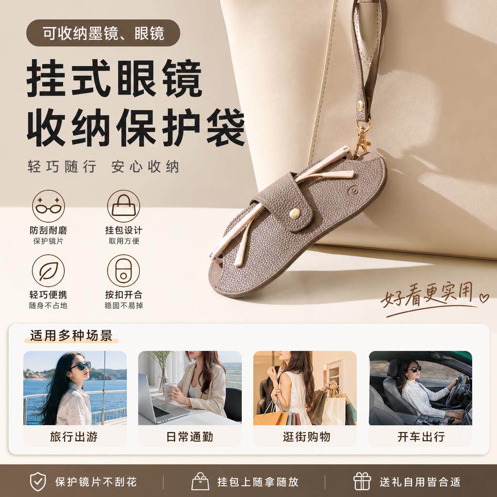 眼镜收纳保护袋挂包可携式旅行太阳眼镜抗压眼镜夹女款太阳眼镜保