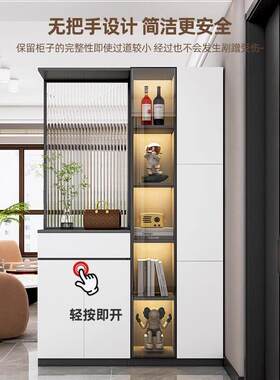 实木玄关柜入户鞋柜一体简约现代进门屏风酒柜定制隔断柜置物柜
