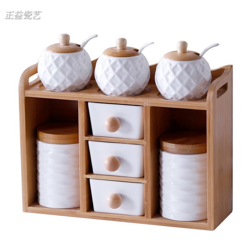 家用陶瓷有盖调料罐盐罐糖罐味精罐玻璃调味罐瓶储物小罐子密封罐