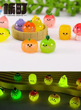 新款直销微景观树脂仿真夜光水果荔枝草莓可爱创意工艺品食玩小摆