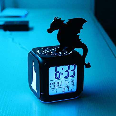 飞龙女巫皇后时尚创意3D立体小闹钟LED小夜灯电子钟床头钟童话