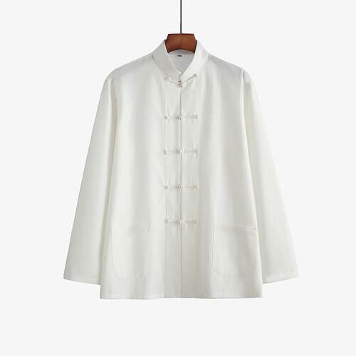 高档纯棉粗布唐禅男式汉服复古风盘扣衬中衫中国风民国服装修装居