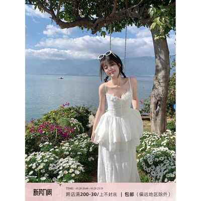 CallmeEar//【原创西西里漫花】设计感白色吊带连衣裙/半身裙